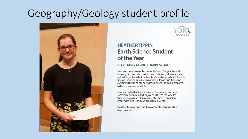 Geography/Geology student profile 