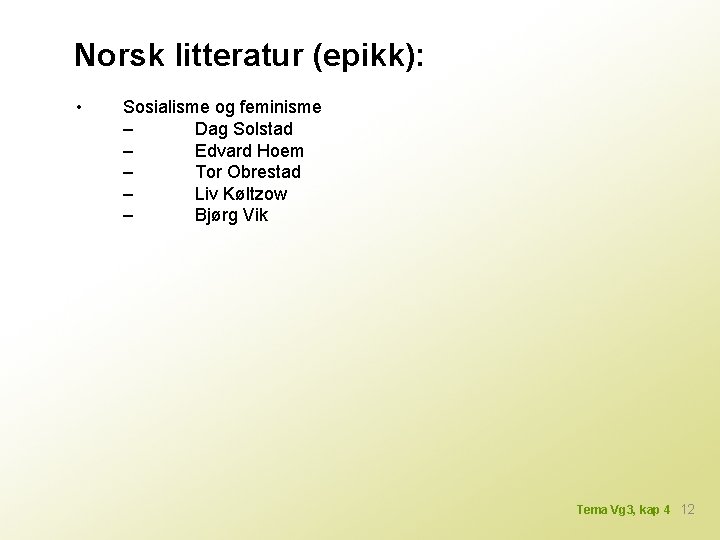 Norsk litteratur (epikk): • Sosialisme og feminisme – Dag Solstad – Edvard Hoem –