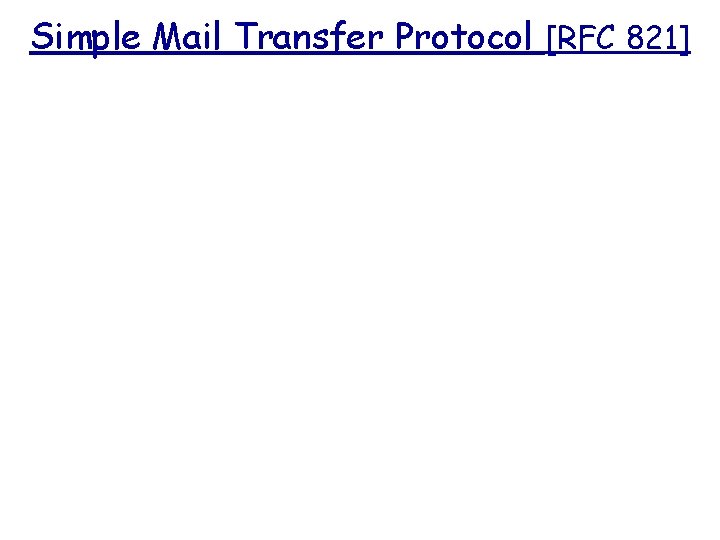 Simple Mail Transfer Protocol [RFC 821] 