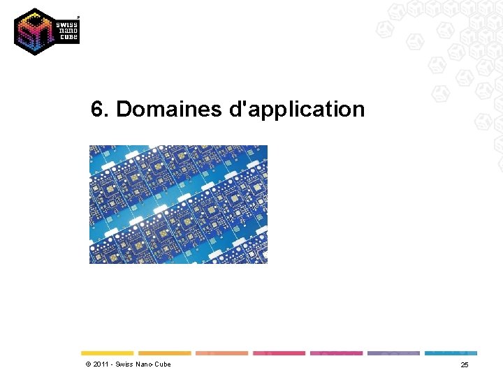 6. Domaines d'application © 2011 - Swiss Nano-Cube 25 