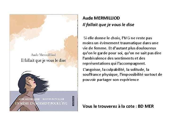 Aude MERMILLIOD Il fallait que je vous le dise Si elle donne le choix,