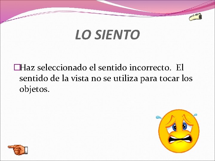 LO SIENTO �Haz seleccionado el sentido incorrecto. El sentido de la vista no se