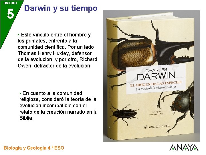 UNIDAD 5 3 Darwin y su tiempo • Este vínculo entre el hombre y