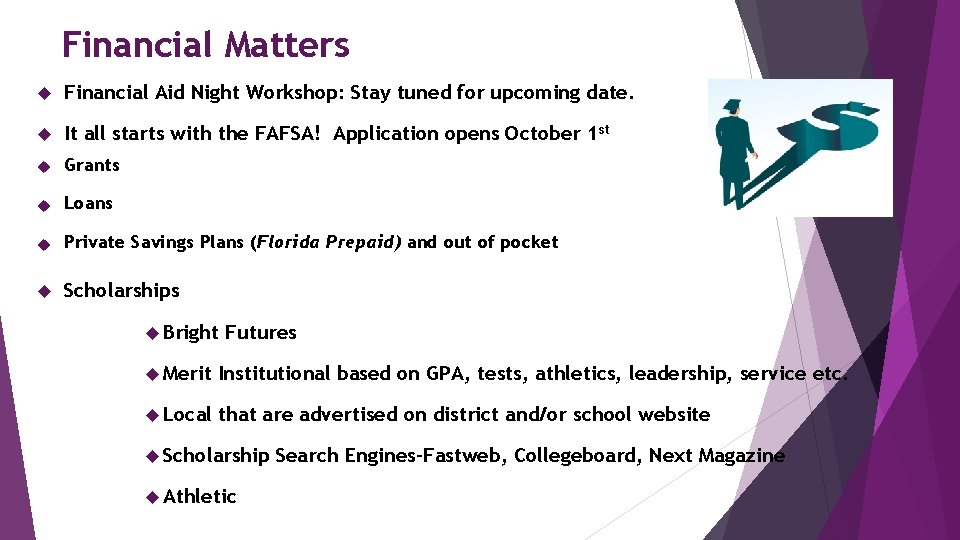 Financial Matters Financial Aid Night Workshop: Stay tuned for upcoming date. It all starts
