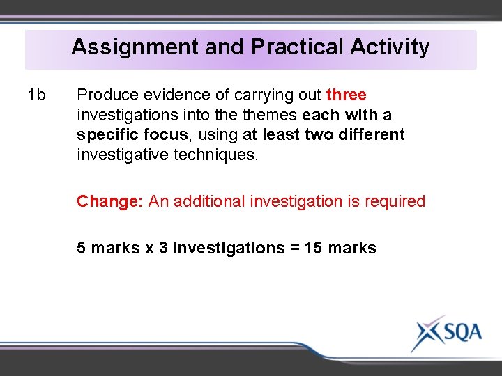 Assignment and Practical Activity 1 b Produce evidence of carrying out three investigations into