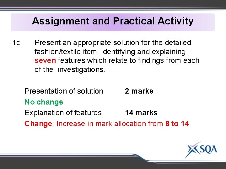 Assignment and Practical Activity 1 c Present an appropriate solution for the detailed fashion/textile