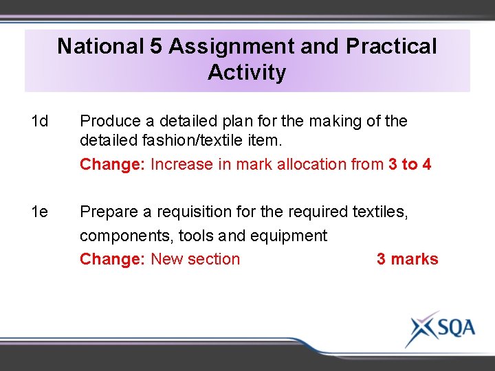 National 5 Assignment and Practical Activity 1 d Produce a detailed plan for the
