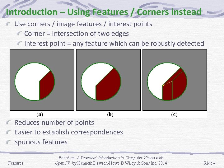 Introduction – Using Features / Corners instead Use corners / image features / interest