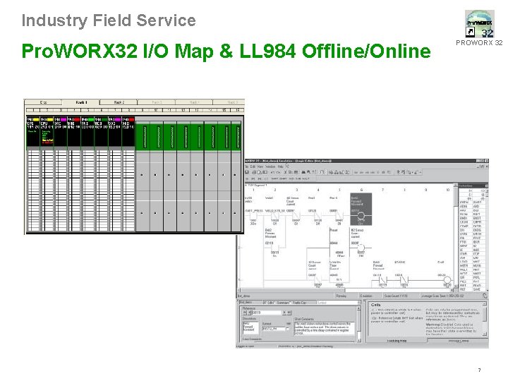 Industry Field Service Pro. WORX 32 I/O Map & LL 984 Offline/Online PROWORX 32