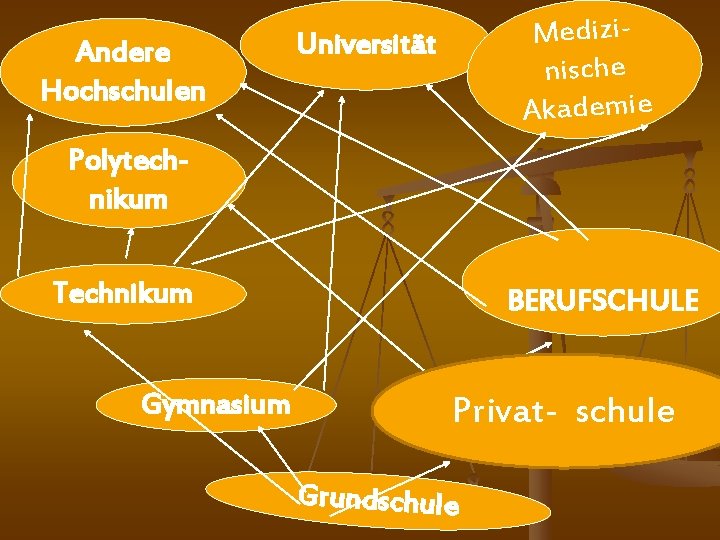 Andere Hochschulen Medizinische Akademie Universität Polytechnikum Technikum Gymnasium BERUFSCHULE Privat- schule Grundschule 