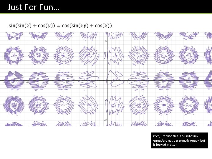 Just For Fun… (Yes, I realise this is a Cartesian equation, not parametric ones