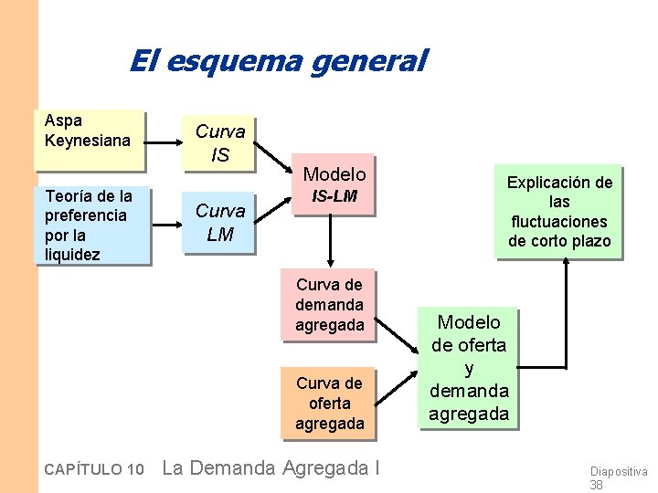 El esquema general Aspa Keynesiana Teoría de la preferencia por la liquidez Curva IS