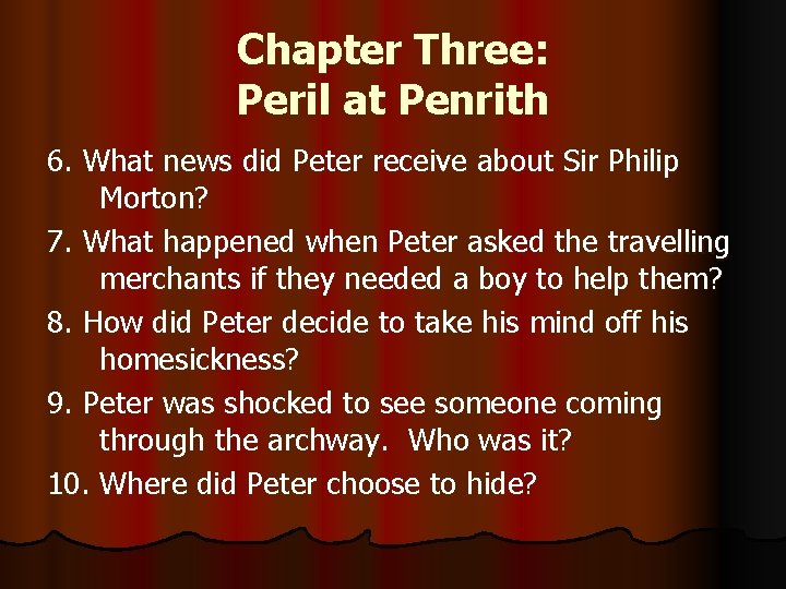 Chapter Three: Peril at Penrith 6. What news did Peter receive about Sir Philip Chapter Three: Peril at Penrith 6. What news did Peter receive about Sir Philip