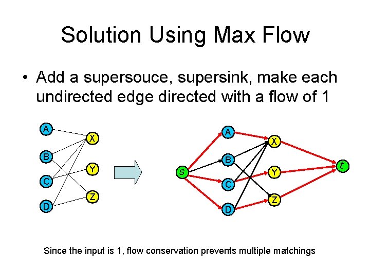 Solution Using Max Flow • Add a supersouce, supersink, make each undirected edge directed