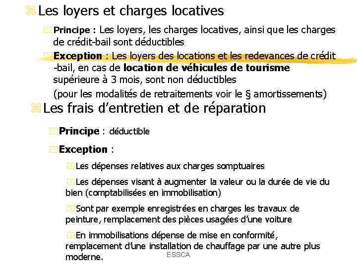 z Les loyers et charges locatives y Principe : Les loyers, les charges locatives, z Les loyers et charges locatives y Principe : Les loyers, les charges locatives,
