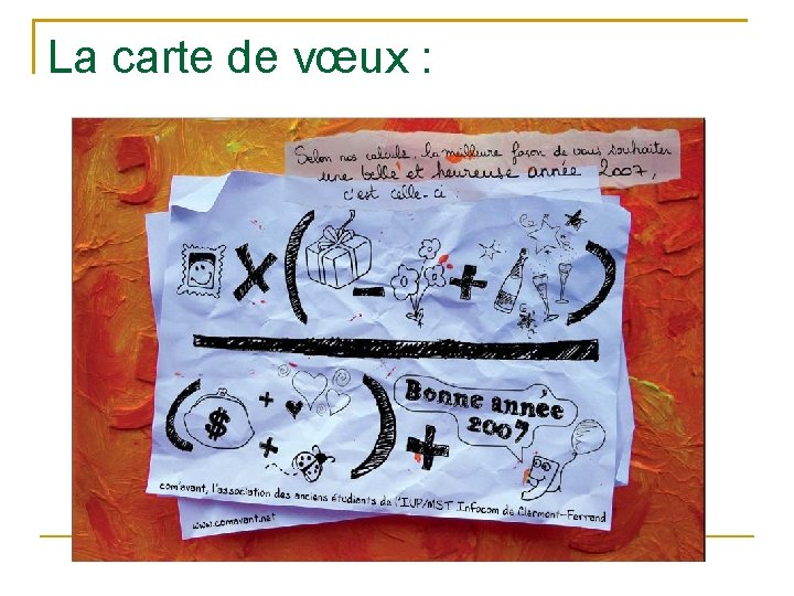 La carte de vœux : 