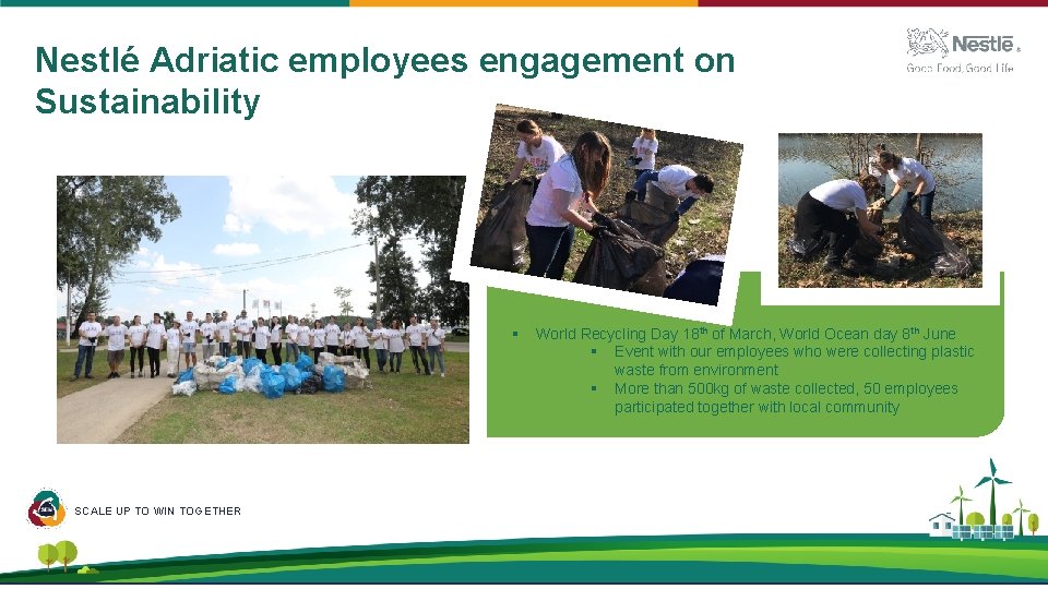 Nestlé Adriatic employees engagement on Sustainability § SCALE UP TO WIN TOGETHER World Recycling Nestlé Adriatic employees engagement on Sustainability § SCALE UP TO WIN TOGETHER World Recycling