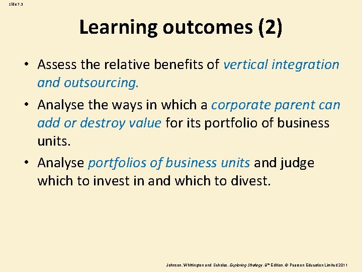 Slide 7. 3 Learning outcomes (2) • Assess the relative benefits of vertical integration