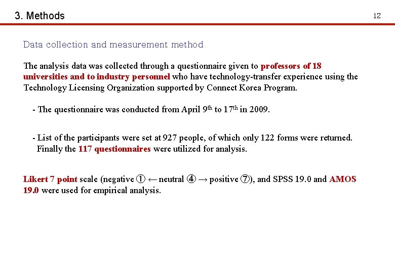 3. Methods Data collection and measurement method The analysis data was collected through a