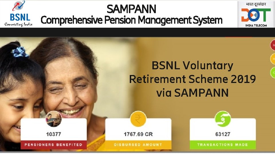 SAMPANN Comprehensive Pension Management System BSNL Voluntary Retirement Scheme 2019 via SAMPANN Page 1