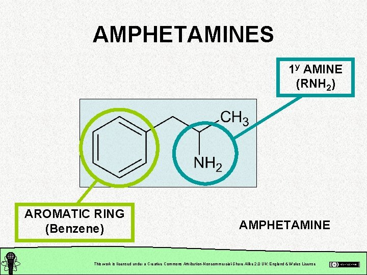 AMPHETAMINES 1 y AMINE (RNH 2) AROMATIC RING (Benzene) AMPHETAMINE This work is licensed