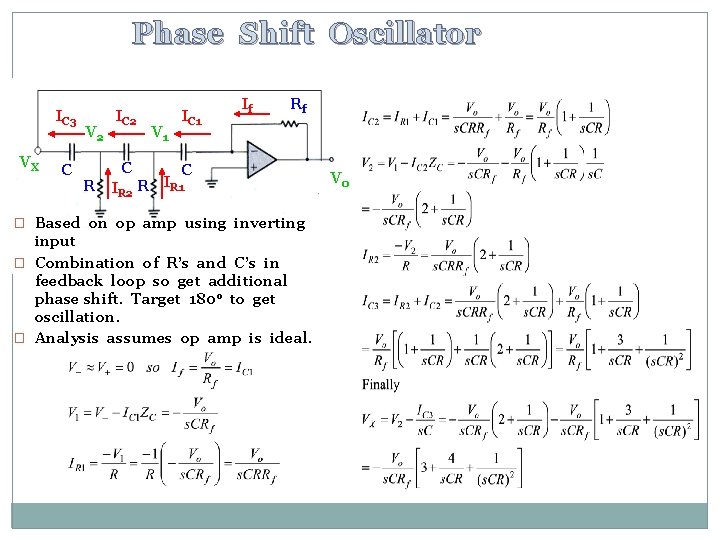 Phase Shift Oscillator IC 3 VX C V 2 IC 2 V 1 IC