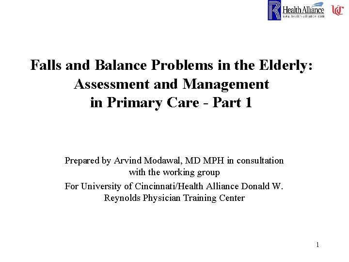 Falls and Balance Problems in the Elderly: Assessment and Management in Primary Care -