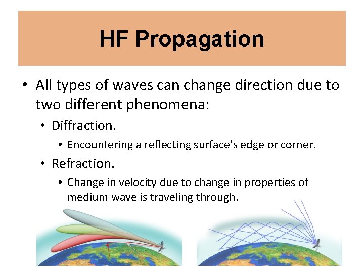 HF Propagation • All types of waves can change direction due to two different