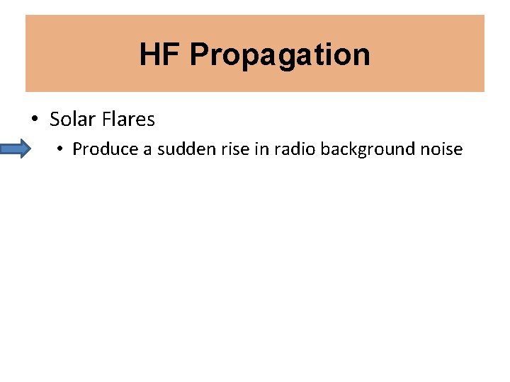 HF Propagation • Solar Flares • Produce a sudden rise in radio background noise