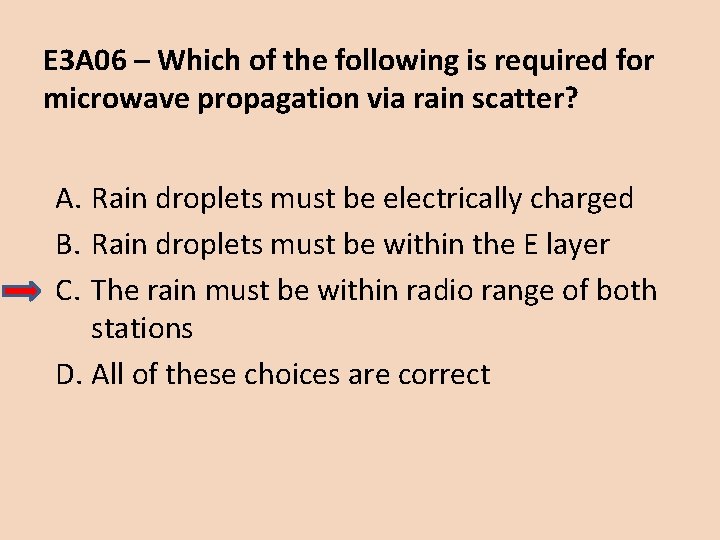 E 3 A 06 – Which of the following is required for microwave propagation