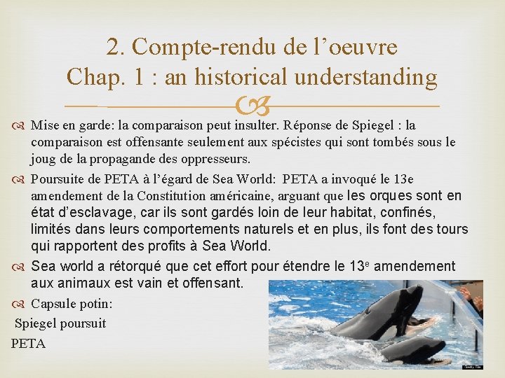 2. Compte-rendu de l’oeuvre Chap. 1 : an historical understanding Mise en garde: la