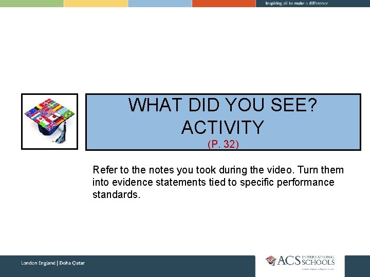 WHAT DID YOU SEE? ACTIVITY (P. 32) Refer to the notes you took during