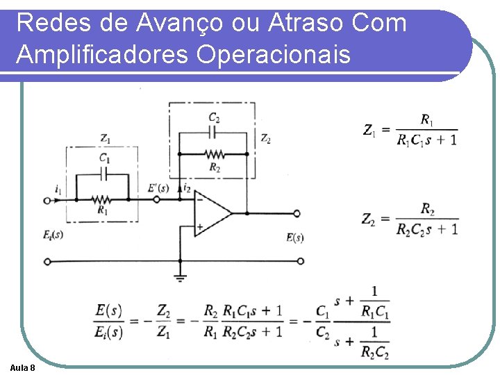 Redes de Avanço ou Atraso Com Amplificadores Operacionais Aula 8 