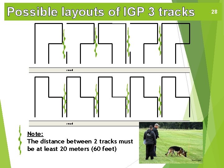 Possible layouts of IGP 3 tracks road road Note: The distance between 2 tracks