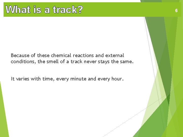 What is a track? Because of these chemical reactions and external conditions, the smell