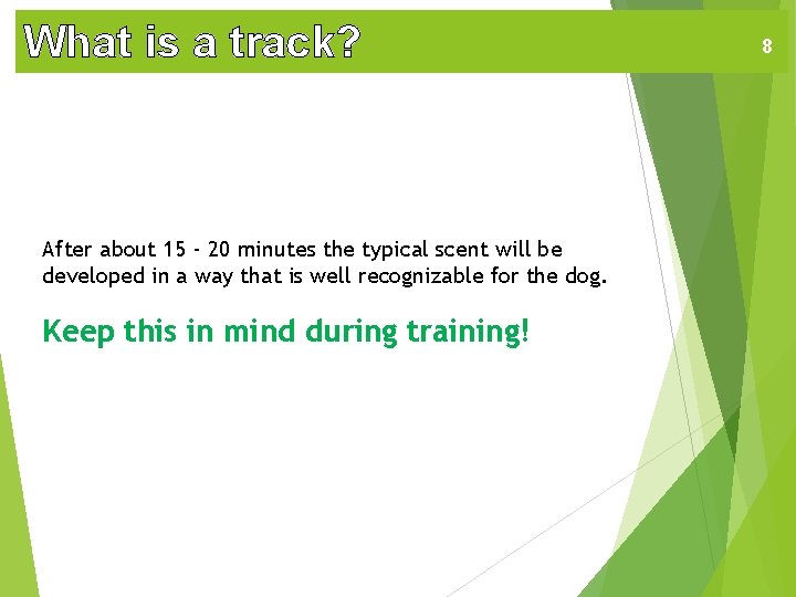 What is a track? After about 15 - 20 minutes the typical scent will