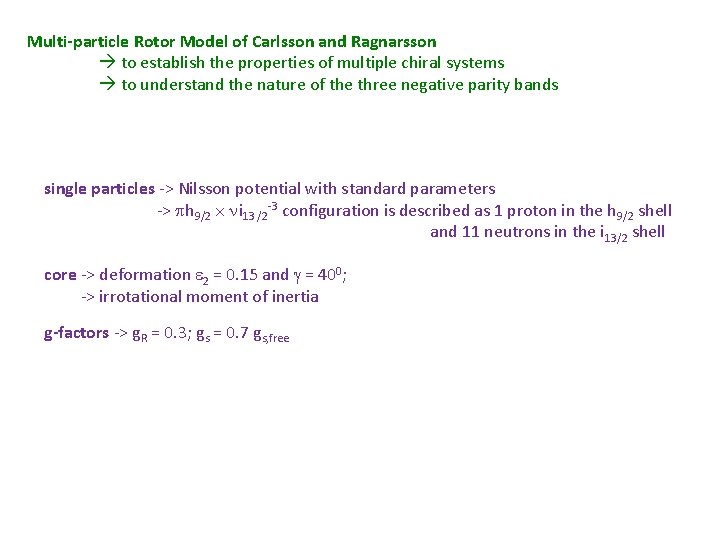 Multi-particle Rotor Model of Carlsson and Ragnarsson to establish the properties of multiple chiral