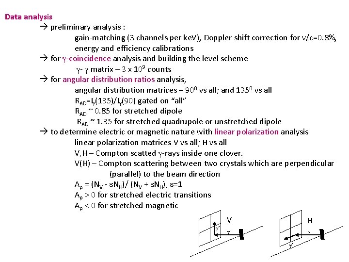 Data analysis preliminary analysis : gain-matching (3 channels per ke. V), Doppler shift correction