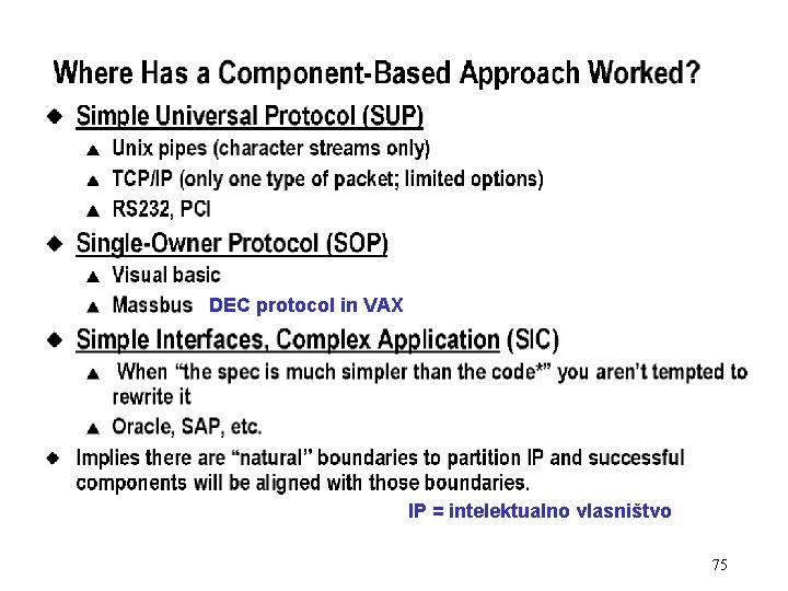 DEC protocol in VAX IP = intelektualno vlasništvo 75 