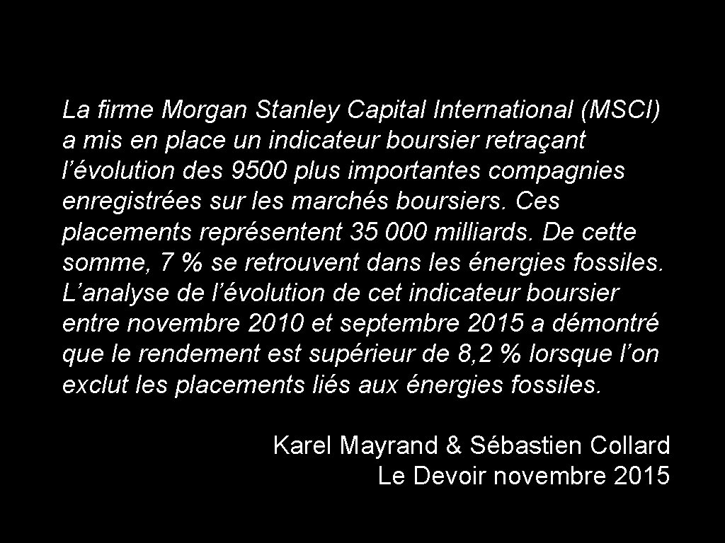 La firme Morgan Stanley Capital International (MSCI) a mis en place un indicateur boursier
