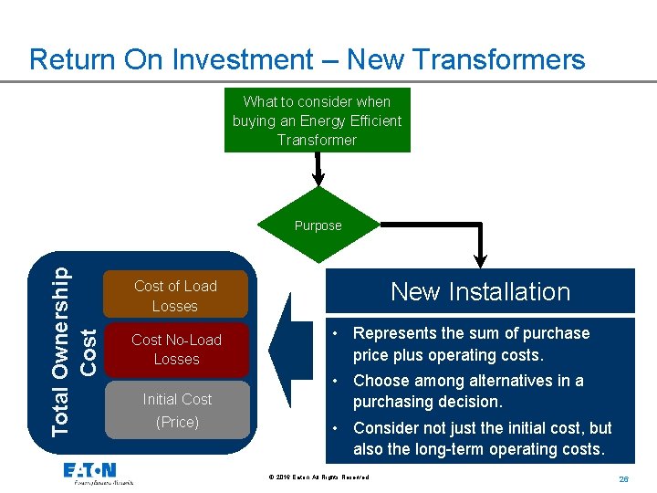 Return On Investment – New Transformers What to consider when buying an Energy Efficient