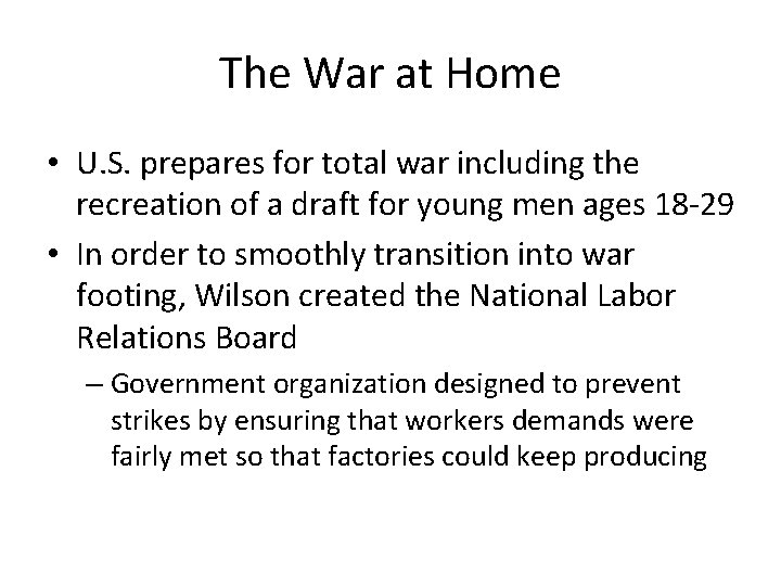 The War at Home • U. S. prepares for total war including the recreation