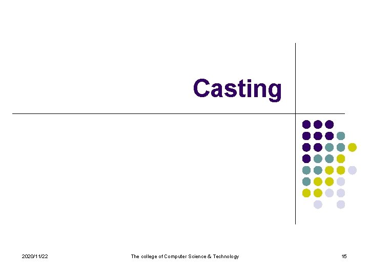 Casting 2020/11/22 The college of Computer Science & Technology 15 