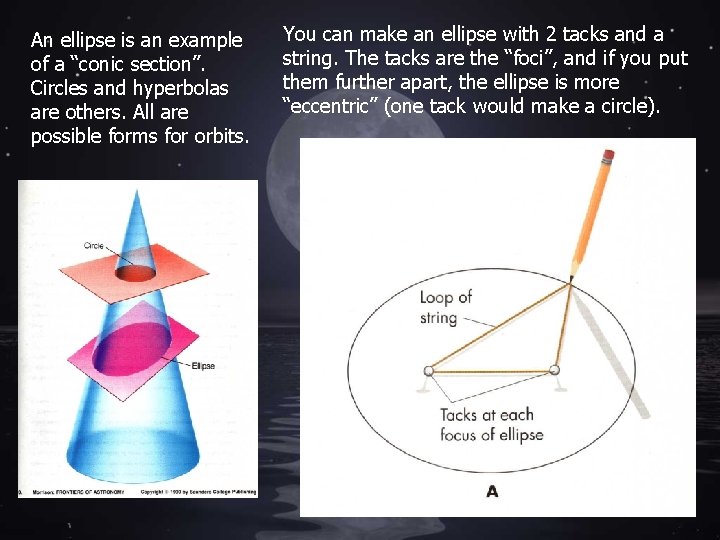 An ellipse is an example of a “conic section”. Circles and hyperbolas are others.