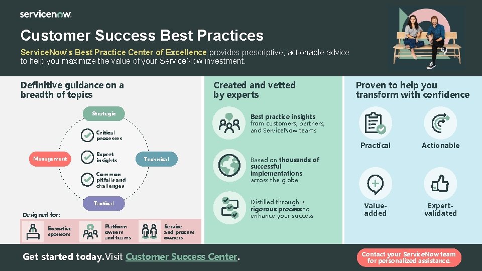 Customer Success Best Practices Service. Now’s Best Practice Center of Excellence provides prescriptive, actionable