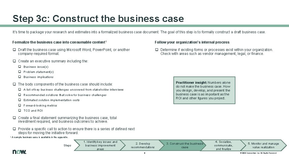 Step 3 c: Construct the business case It’s time to package your research and