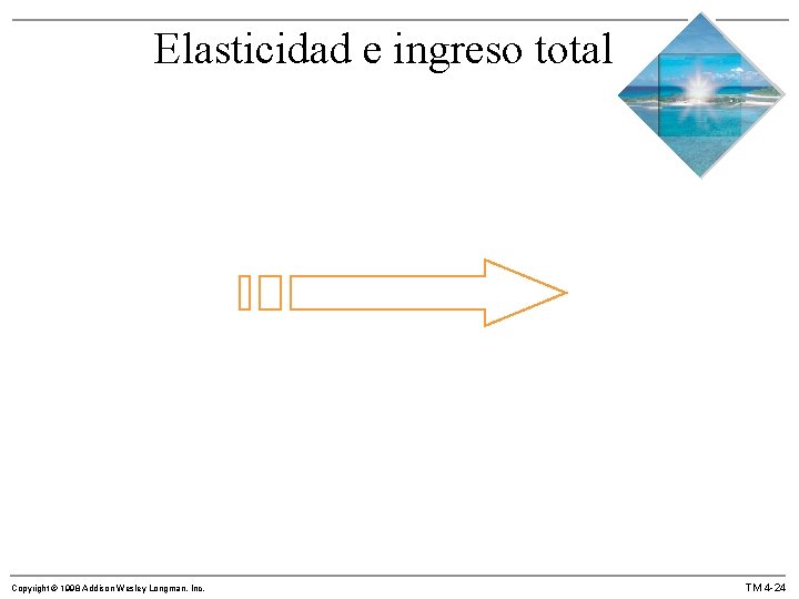 Elasticidad e ingreso total Copyright © 1998 Addison Wesley Longman, Inc. TM 4 -24 Elasticidad e ingreso total Copyright © 1998 Addison Wesley Longman, Inc. TM 4 -24