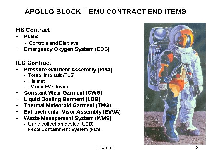 APOLLO BLOCK II EMU CONTRACT END ITEMS HS Contract • PLSS - Controls and