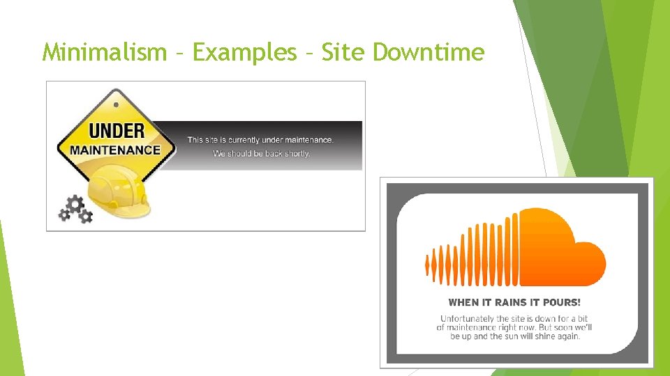 Minimalism – Examples – Site Downtime 