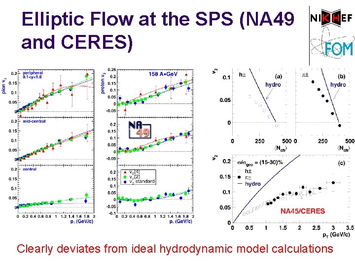 Elliptic Flow at the SPS (NA 49 and CERES) • Clearly deviates from ideal
